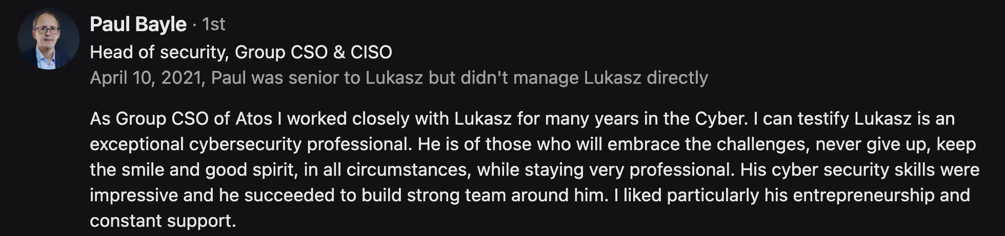 Client recommendation for Lukasz Olszewski