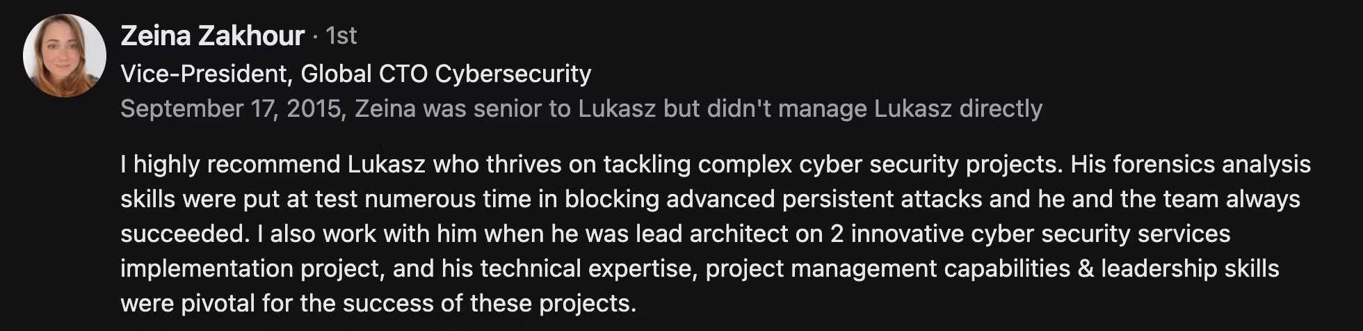 Client recommendation for Lukasz Olszewski
